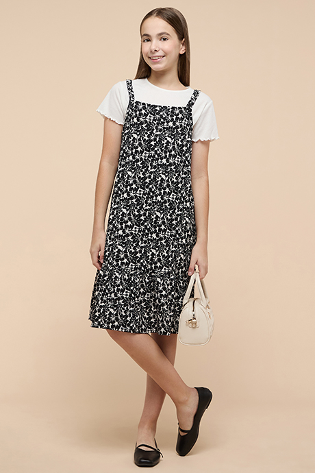 Printed Strappy Tiered Dress