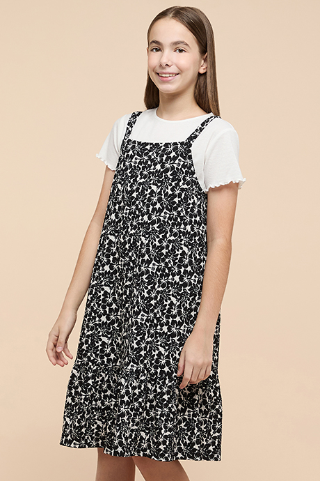 Printed Strappy Tiered Dress