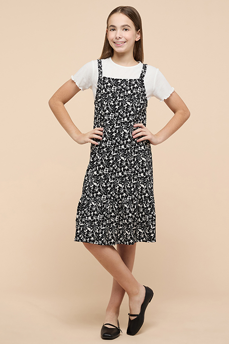 Printed Strappy Tiered Dress