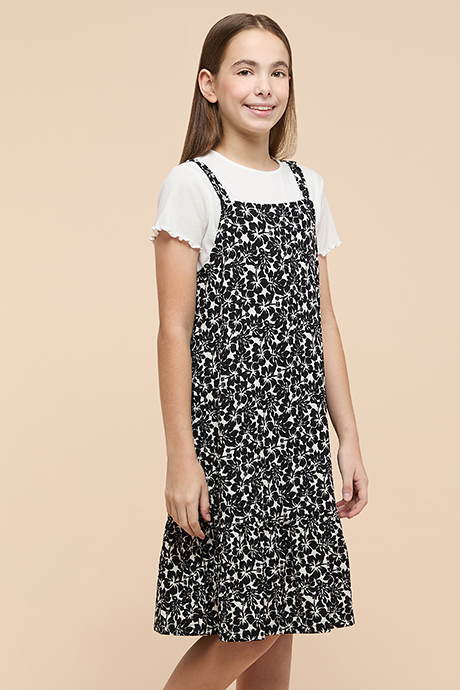 Printed Strappy Tiered Dress