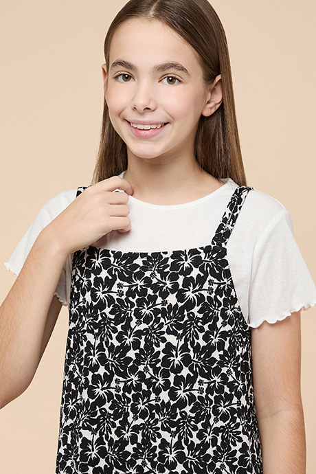 Printed Strappy Tiered Dress