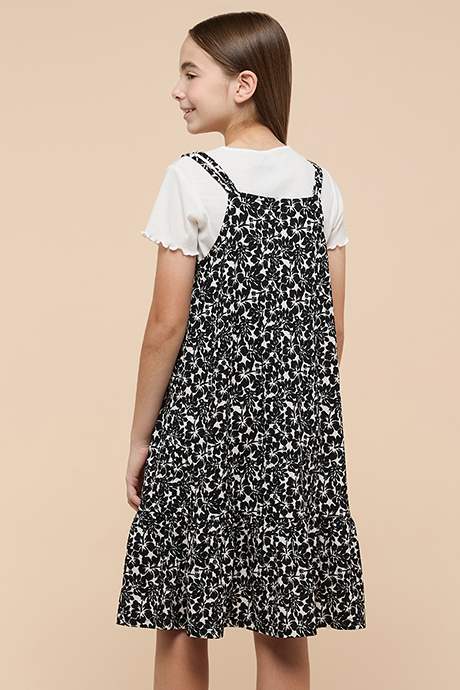Printed Strappy Tiered Dress
