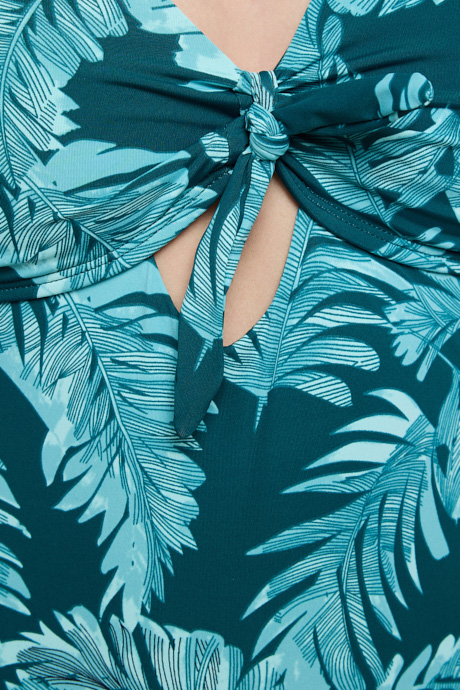 Patterned Plunge Neck Swimsuit