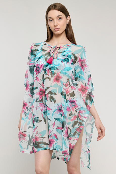 Floral Print Poncho