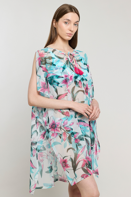 Floral Print Poncho