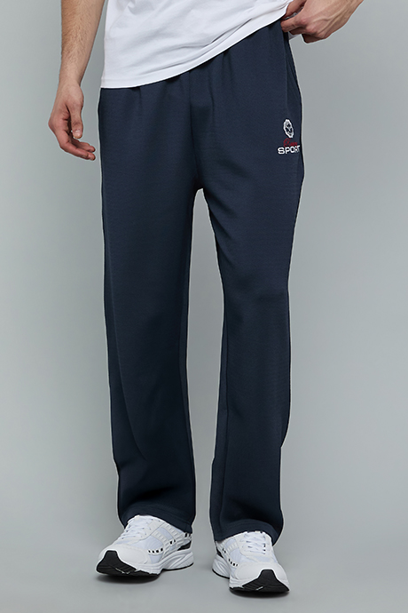 Embroidery Detail Knit Pants with Drawstring Waist
