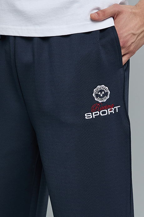Embroidery Detail Knit Pants with Drawstring Waist
