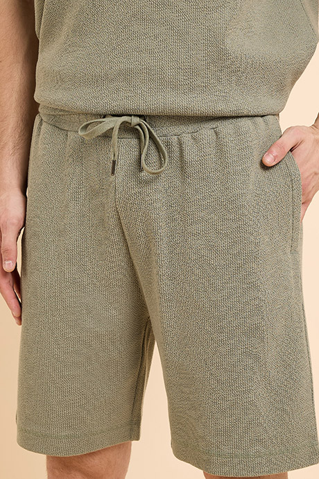 Textured Shorts with Drawstring Waist