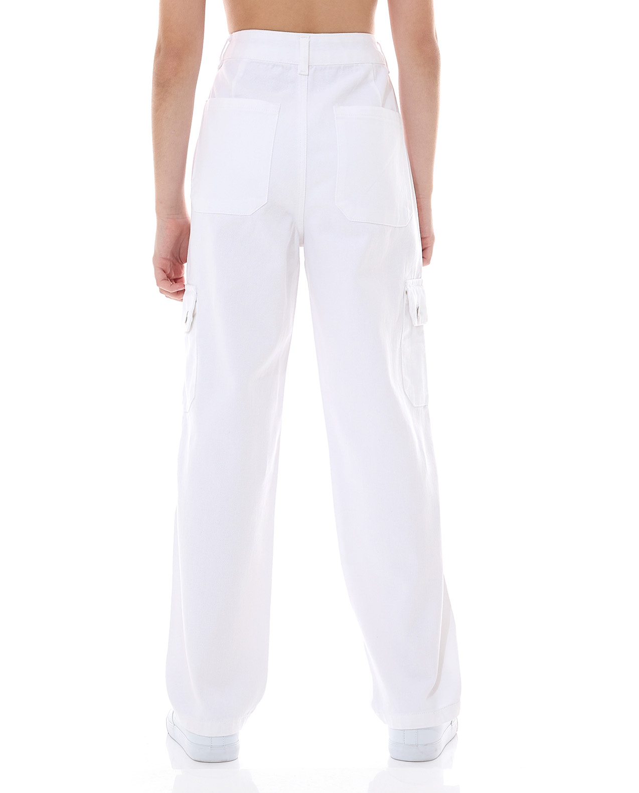 Solid Cargo Pants with Button Closure