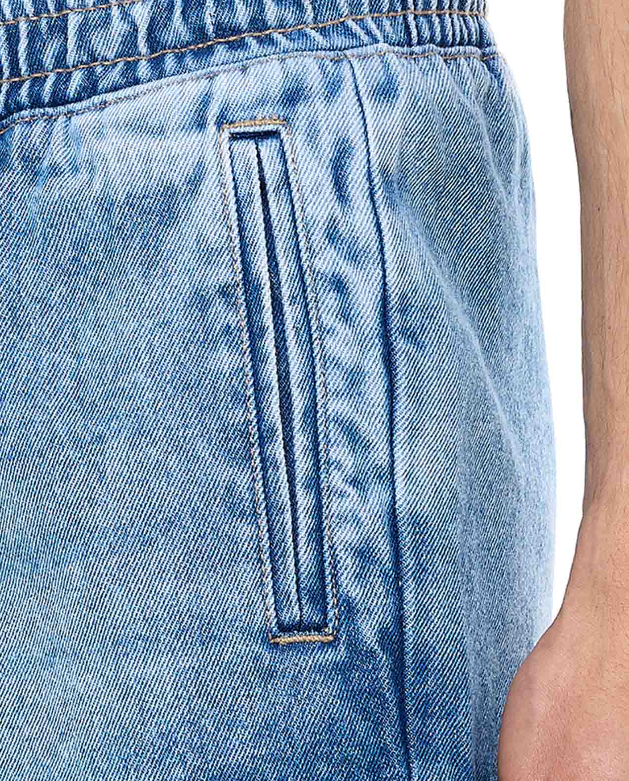 Faded Cargo Denim Shorts with Elastic Waist