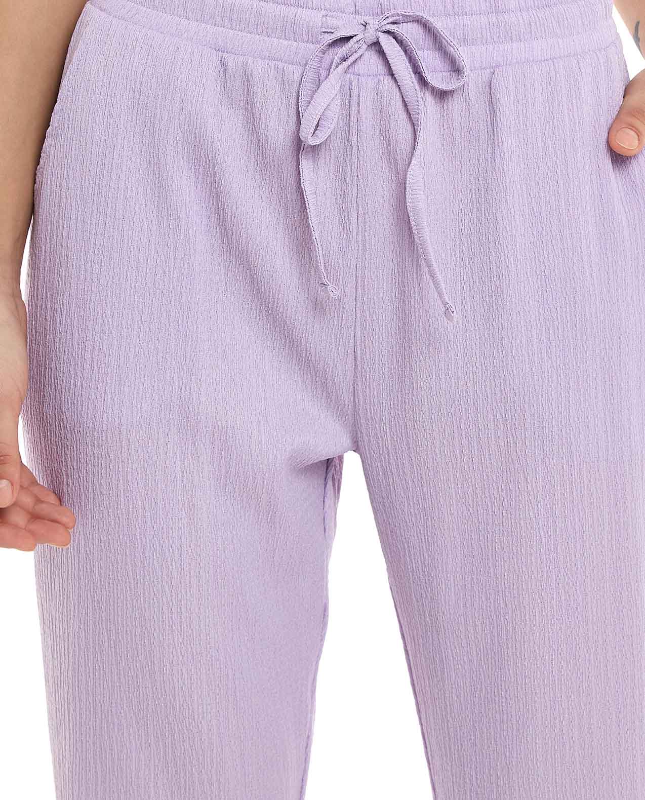 Textured Tapered Fit Pants with Drawstring Waist