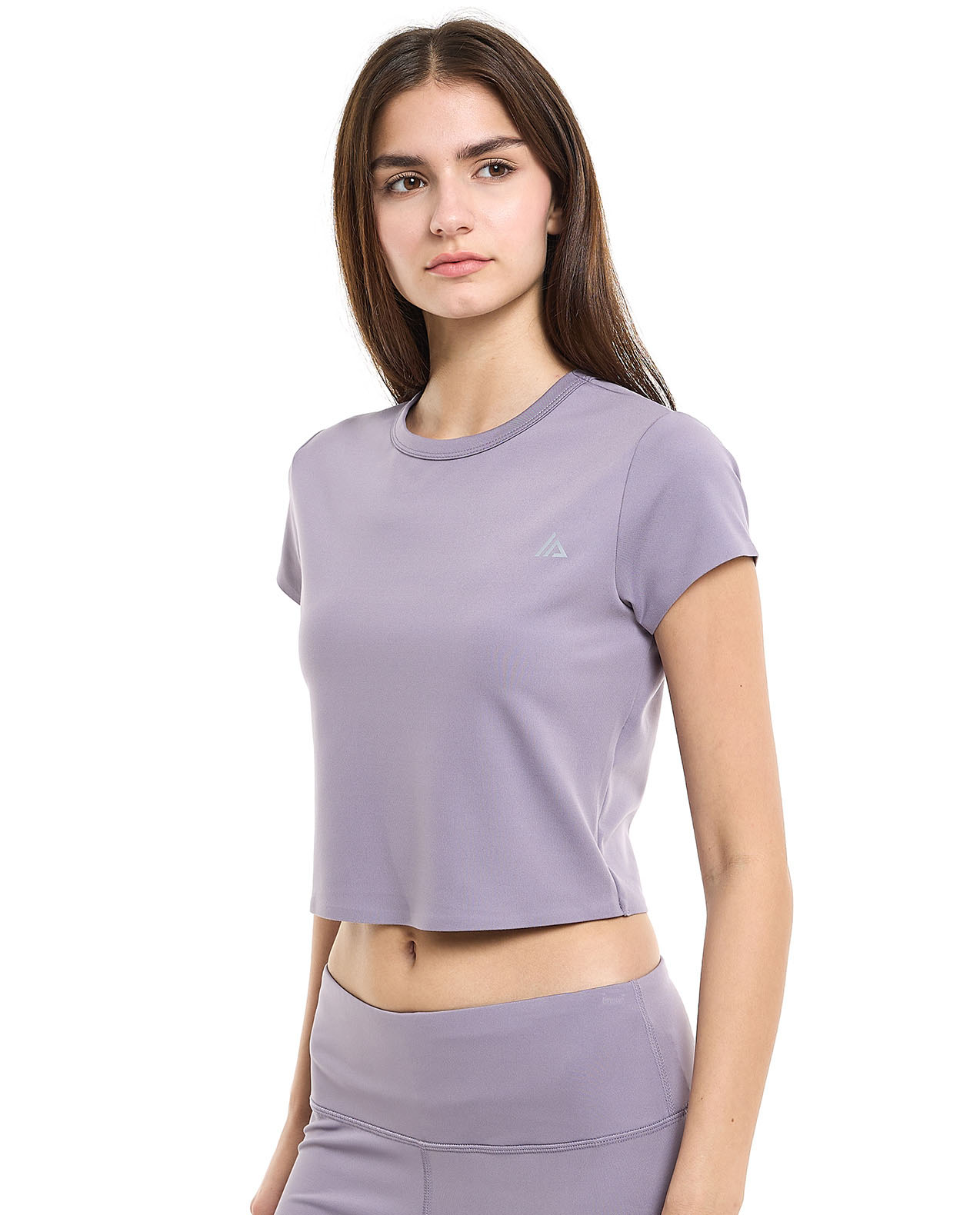 Typography Print Active Top with Crew Neck and Long Sleeves