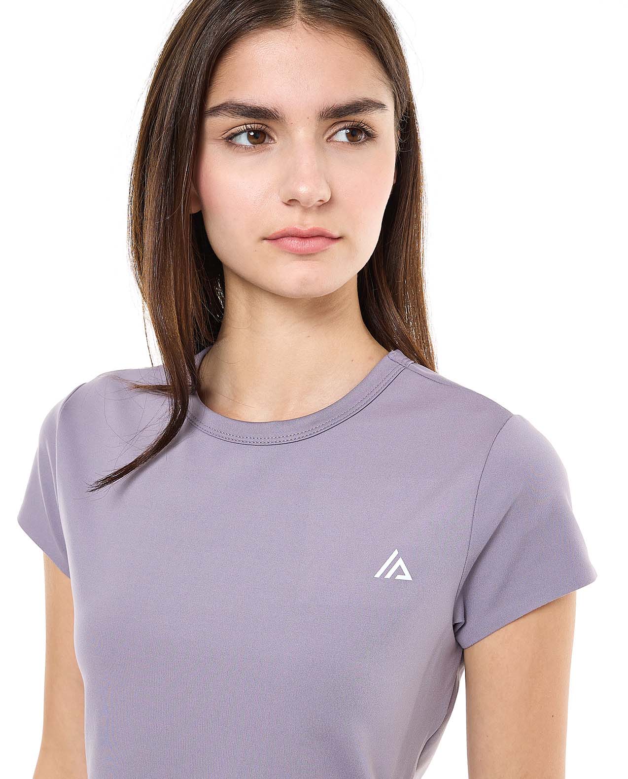 Typography Print Active Top with Crew Neck and Long Sleeves