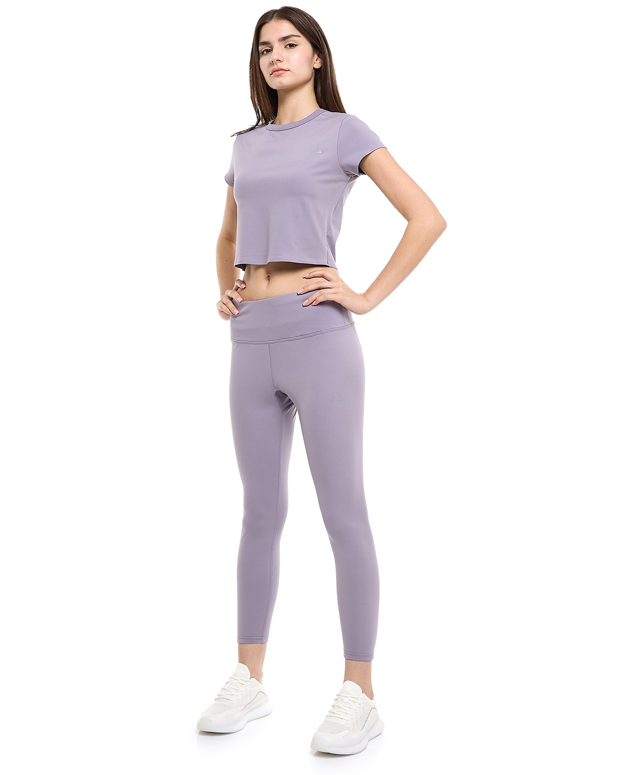 Typography Print Active Top with Crew Neck and Long Sleeves
