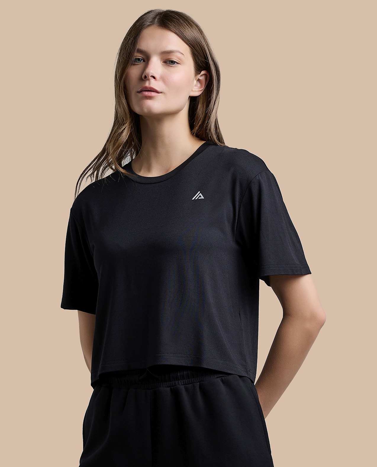 Logo Detail Active T-Shirt with Crew Neck and Short Sleeves