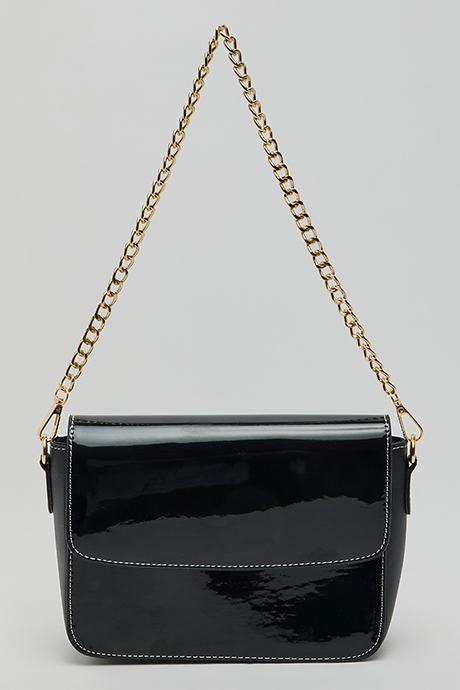 Glossy Flap Shoulder Bag