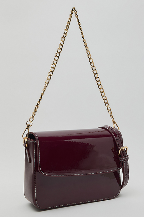 Glossy Flap Shoulder Bag