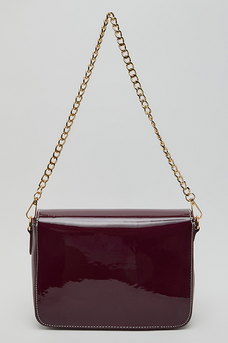 Glossy Flap Shoulder Bag