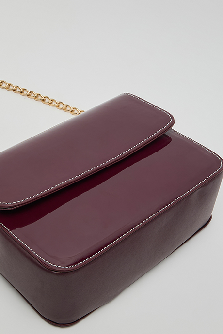 Glossy Flap Shoulder Bag