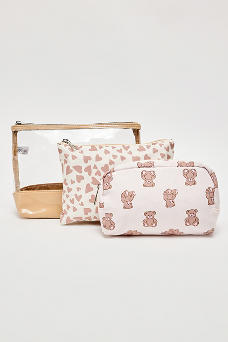 3 Pack Cosmetic Pouch Set