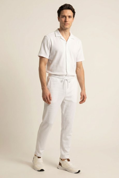 Textured Polo T-Shirt with Short Sleeves