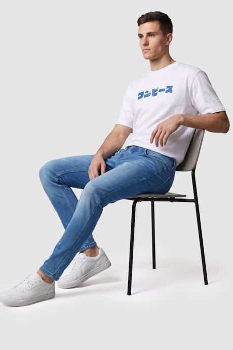 Faded Skinny Fit Jeans with Button Closure