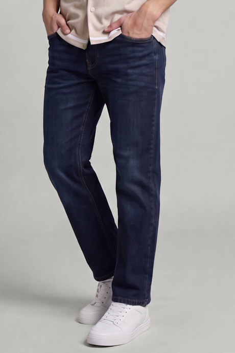 Washed Slim Fit Jeans with Button Closure