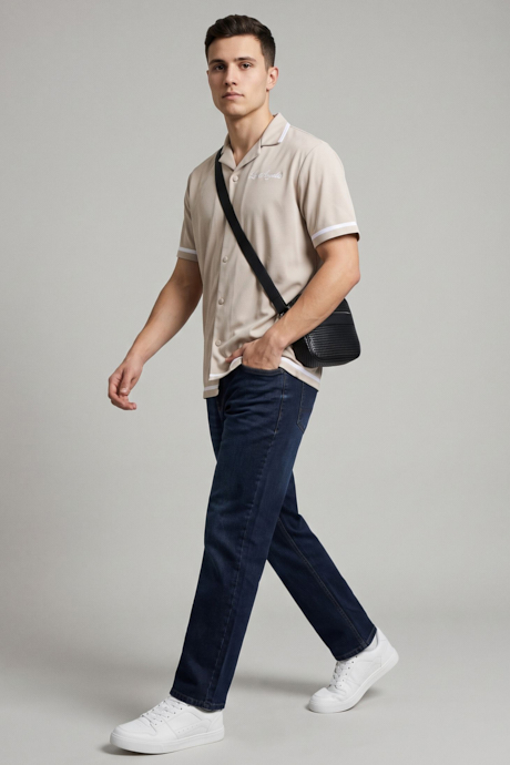 Washed Slim Fit Jeans with Button Closure