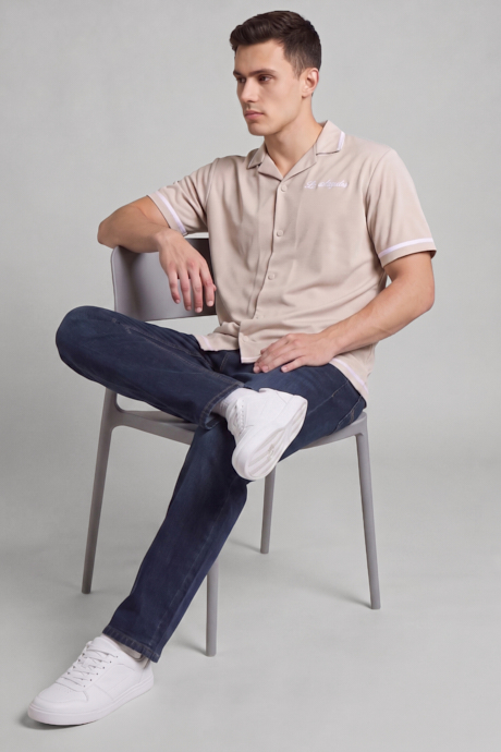 Washed Slim Fit Jeans with Button Closure