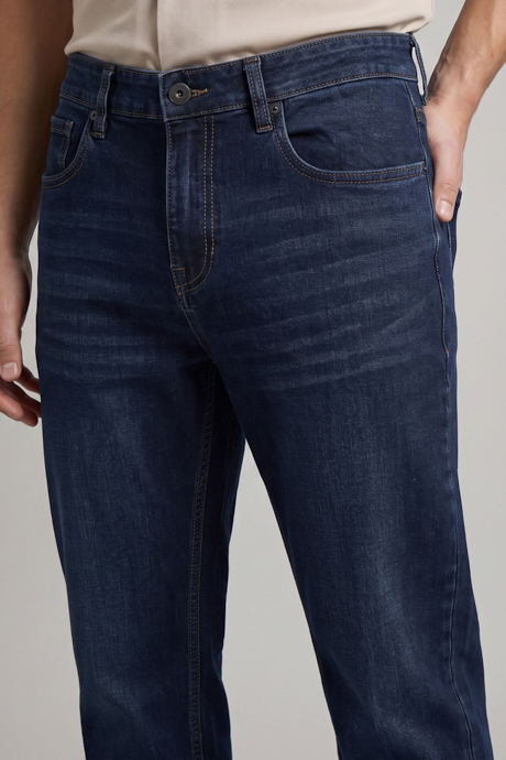 Washed Slim Fit Jeans with Button Closure