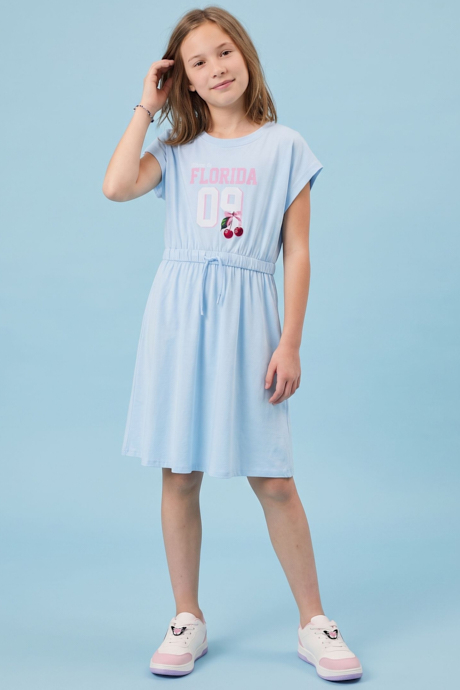 Printed Fit & Flare Dress with Short Sleeves