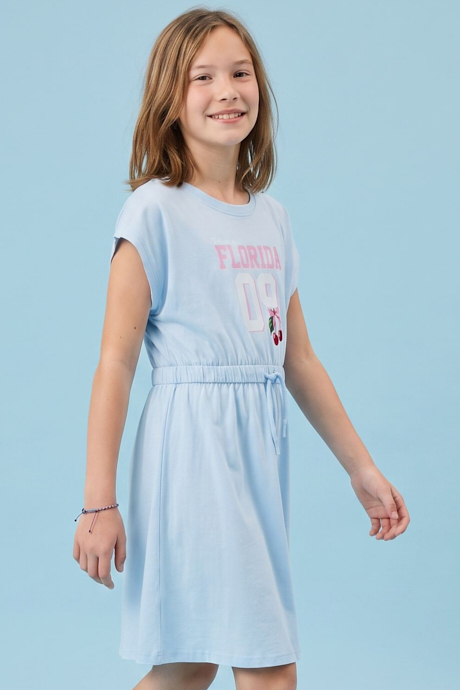 Printed Fit & Flare Dress with Short Sleeves