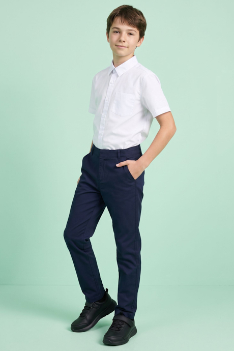 Solid Chino Pants with Button Closure