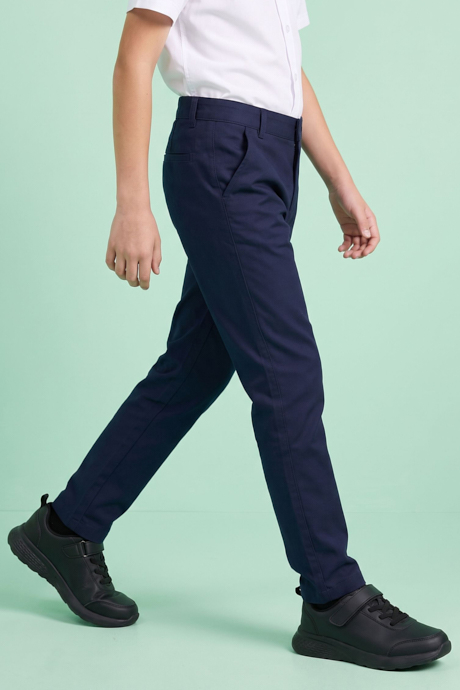 Solid Chino Pants with Button Closure