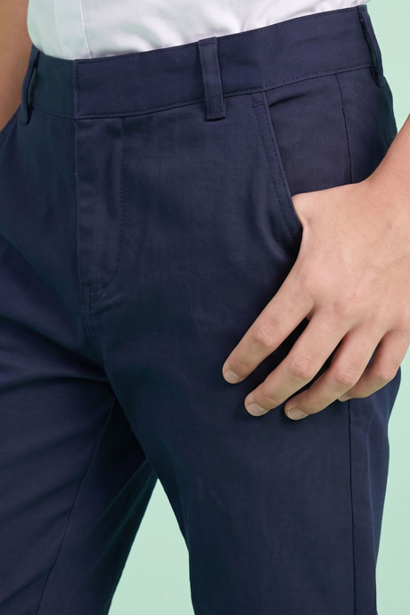 Solid Chino Pants with Button Closure