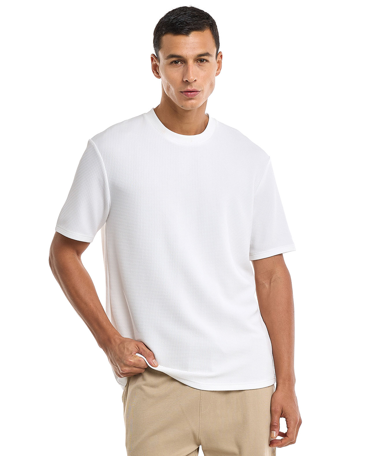 Textured Loose Fit Pants with Drawstring Waist