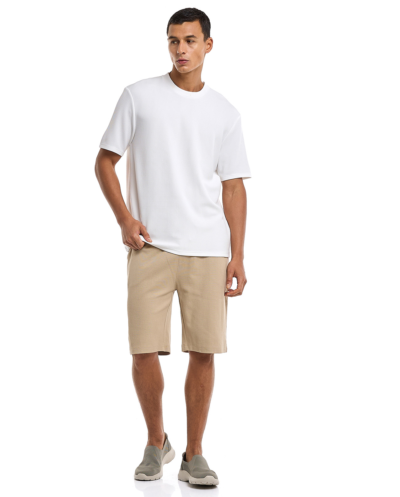 Textured Loose Fit Pants with Drawstring Waist