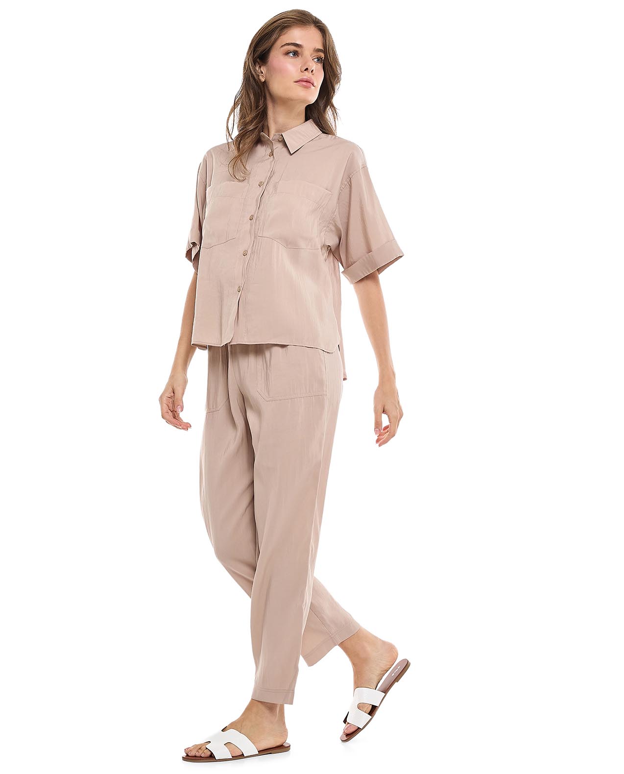 Solid Carrot Fit Trousers with Drawstring Waist