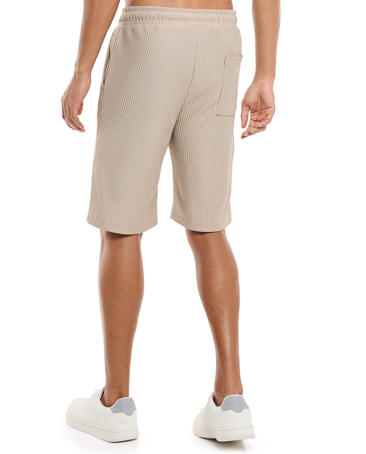 Ribbed Shorts with Drawstring Waist
