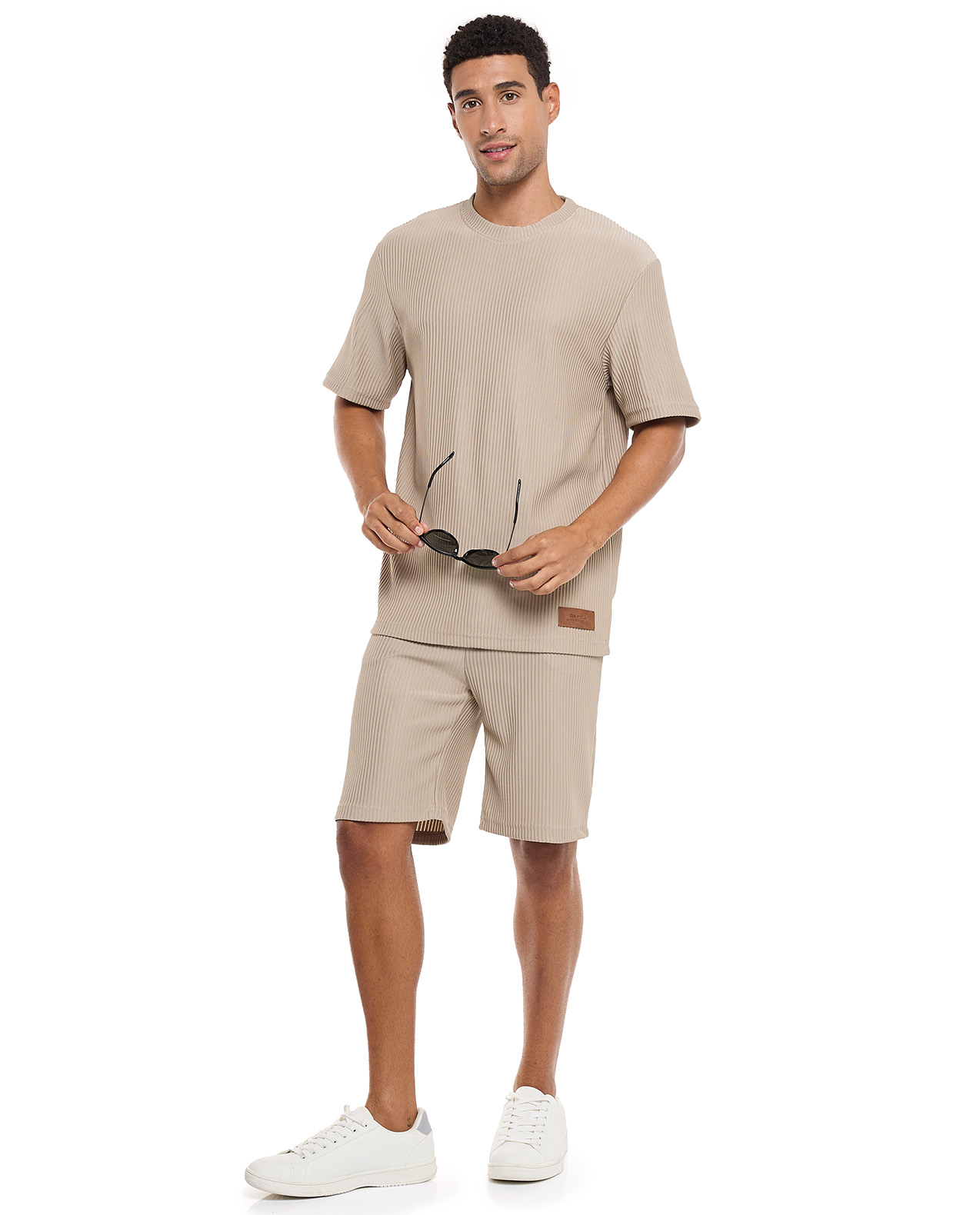 Ribbed Shorts with Drawstring Waist