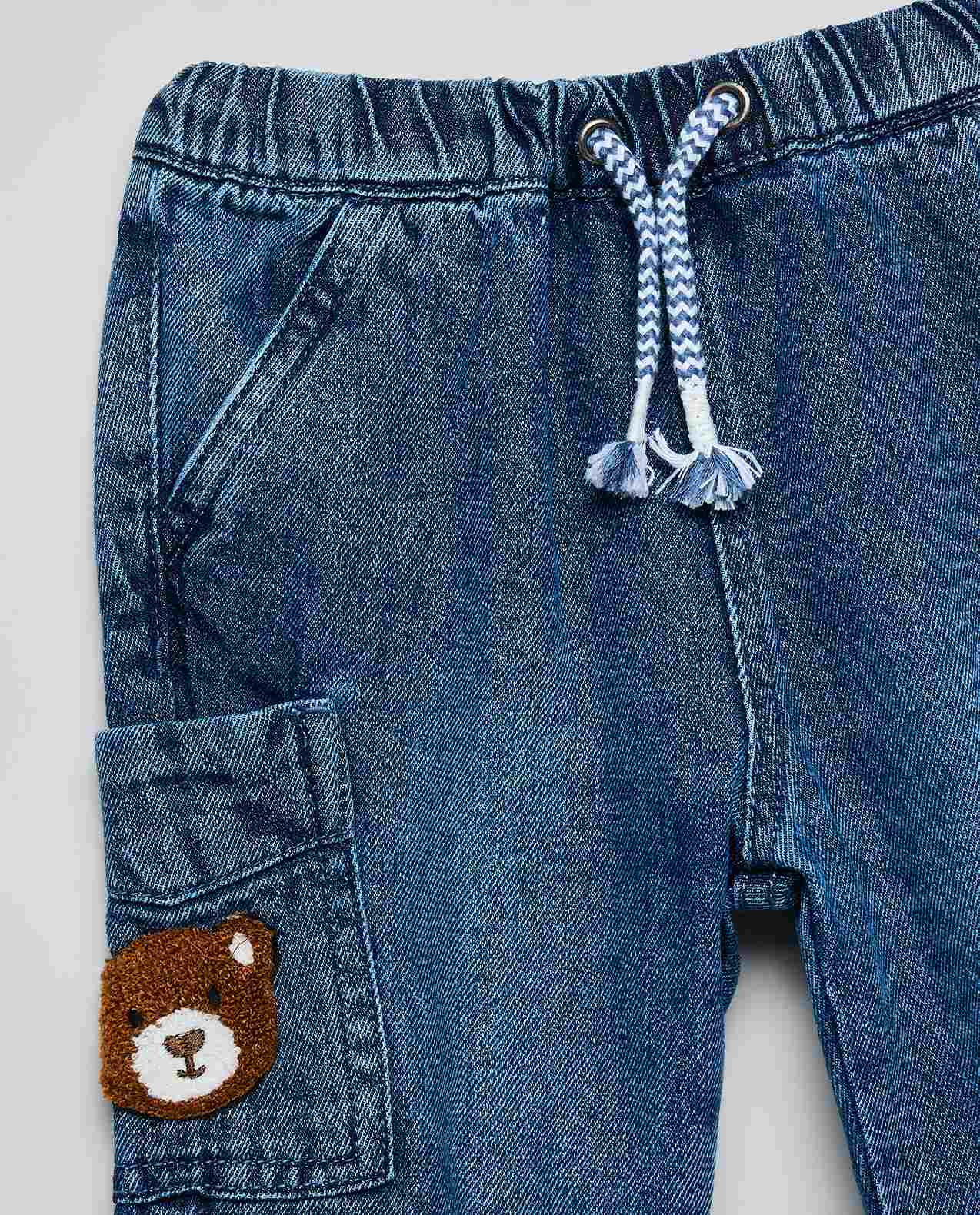 Embroidered Jogger Jeans with Drawstring Waist