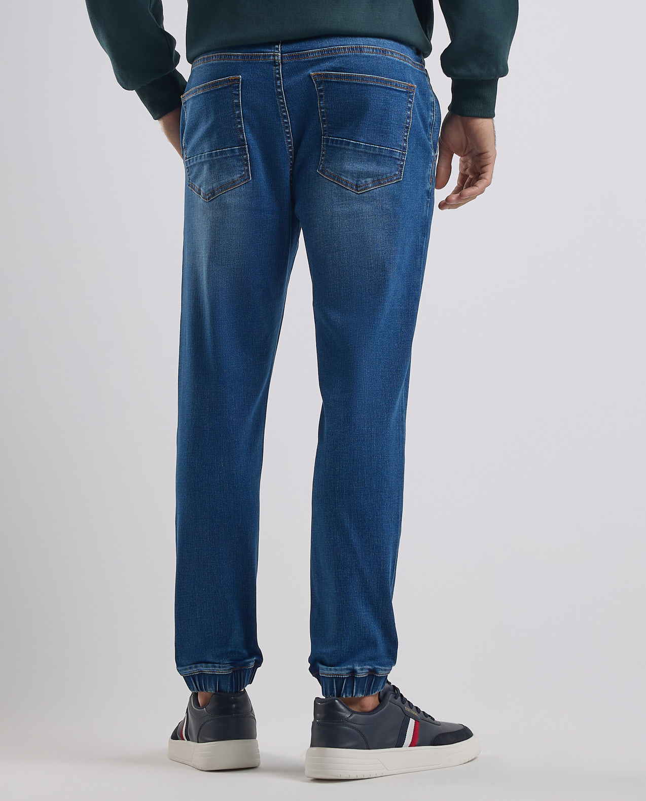 Faded Jogger Jeans with Drawstring Waist
