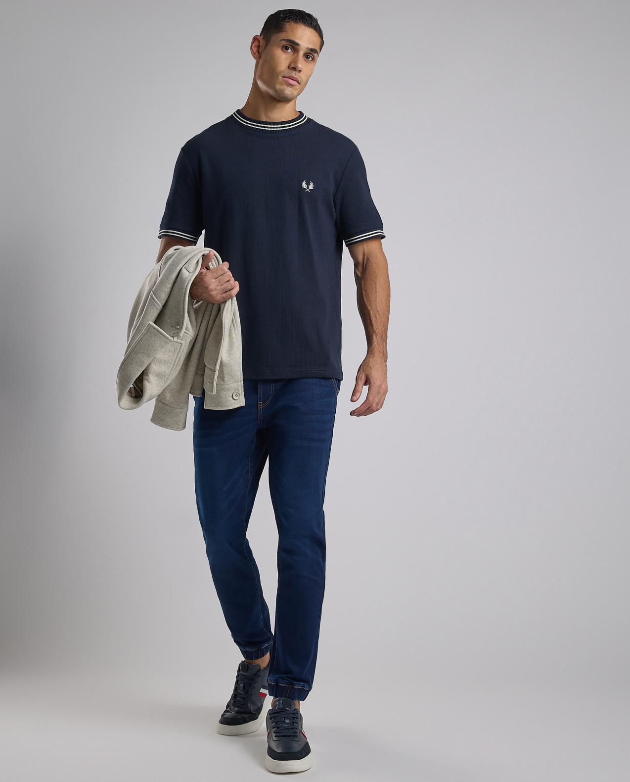 Faded Jogger Jeans with Drawstring Waist
