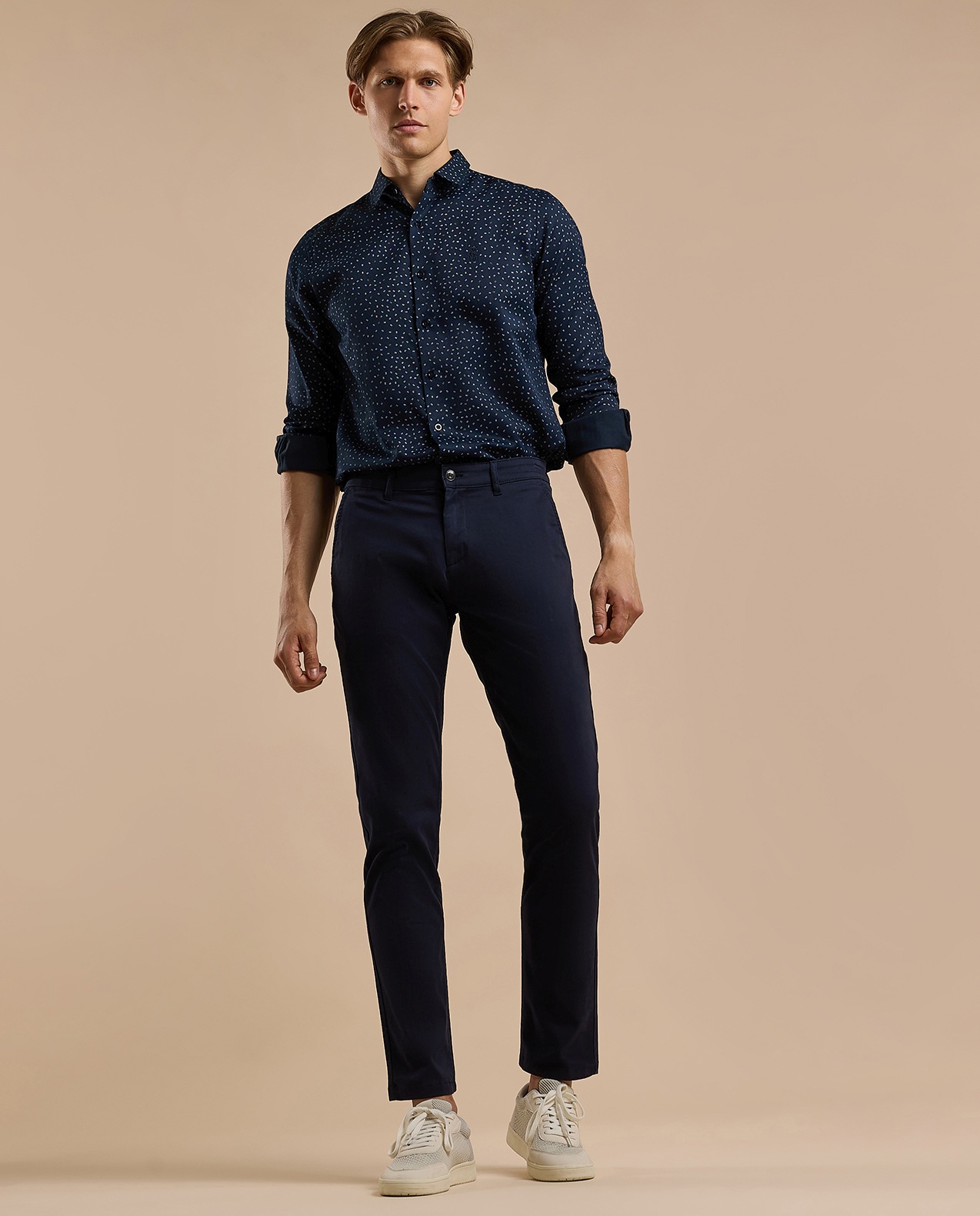 Printed Shirt with Classic Collar and Long Sleeves
