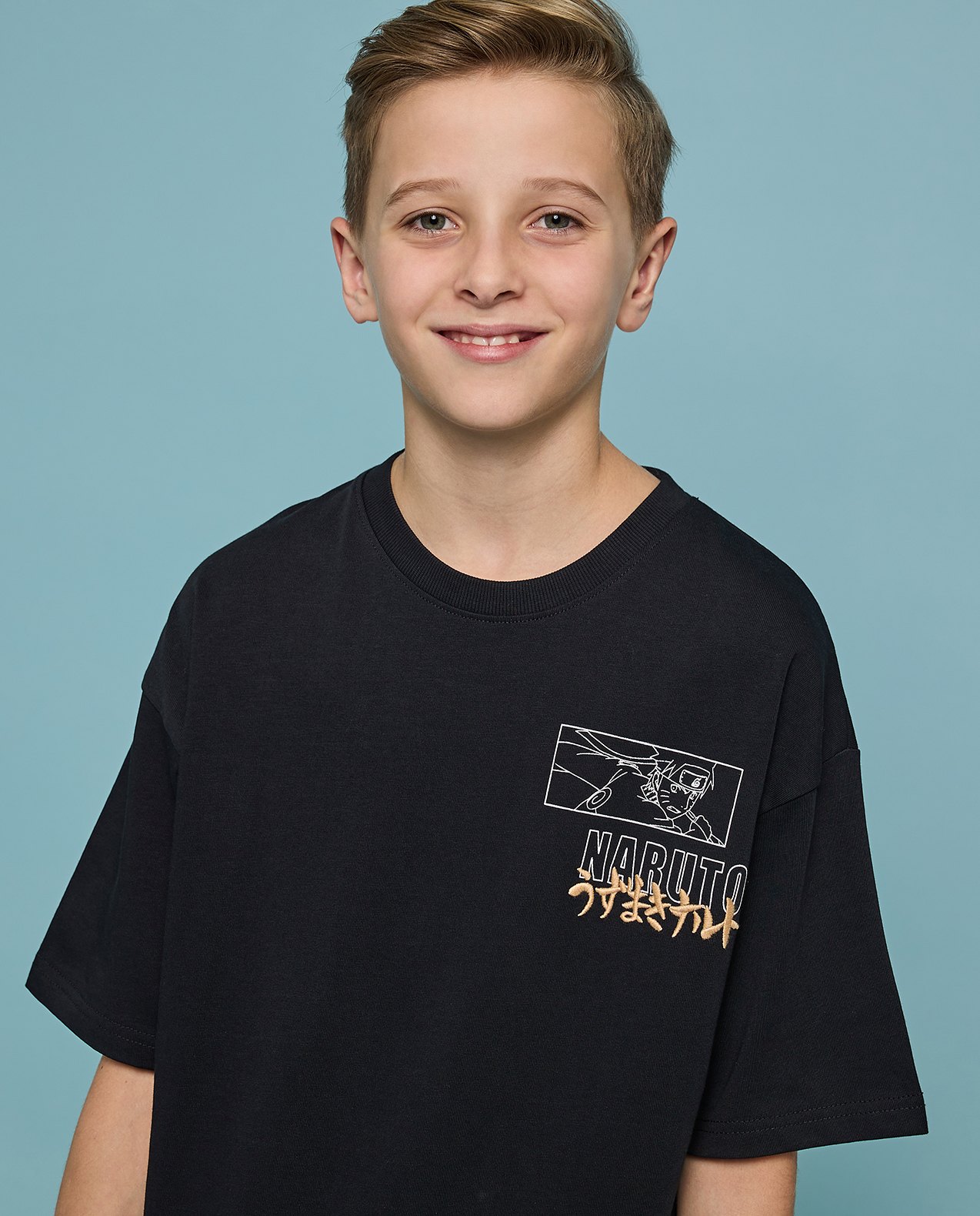 Naruto Printed T-Shirt with Crew Neck and Short Sleeves