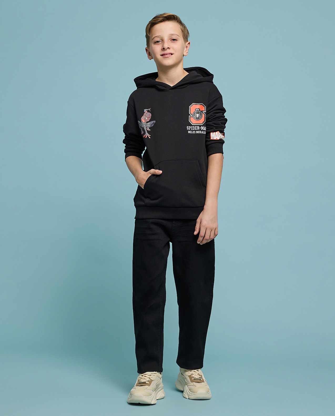 Spiderman Printed Hoodie with Long Sleeves