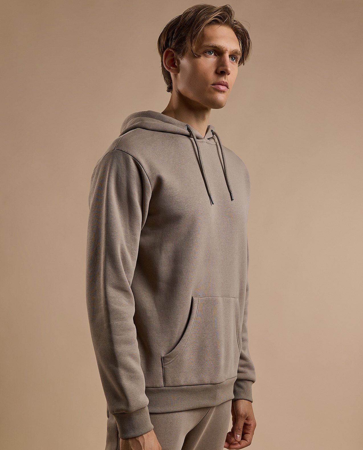 Solid Hoodie with Long Sleeves