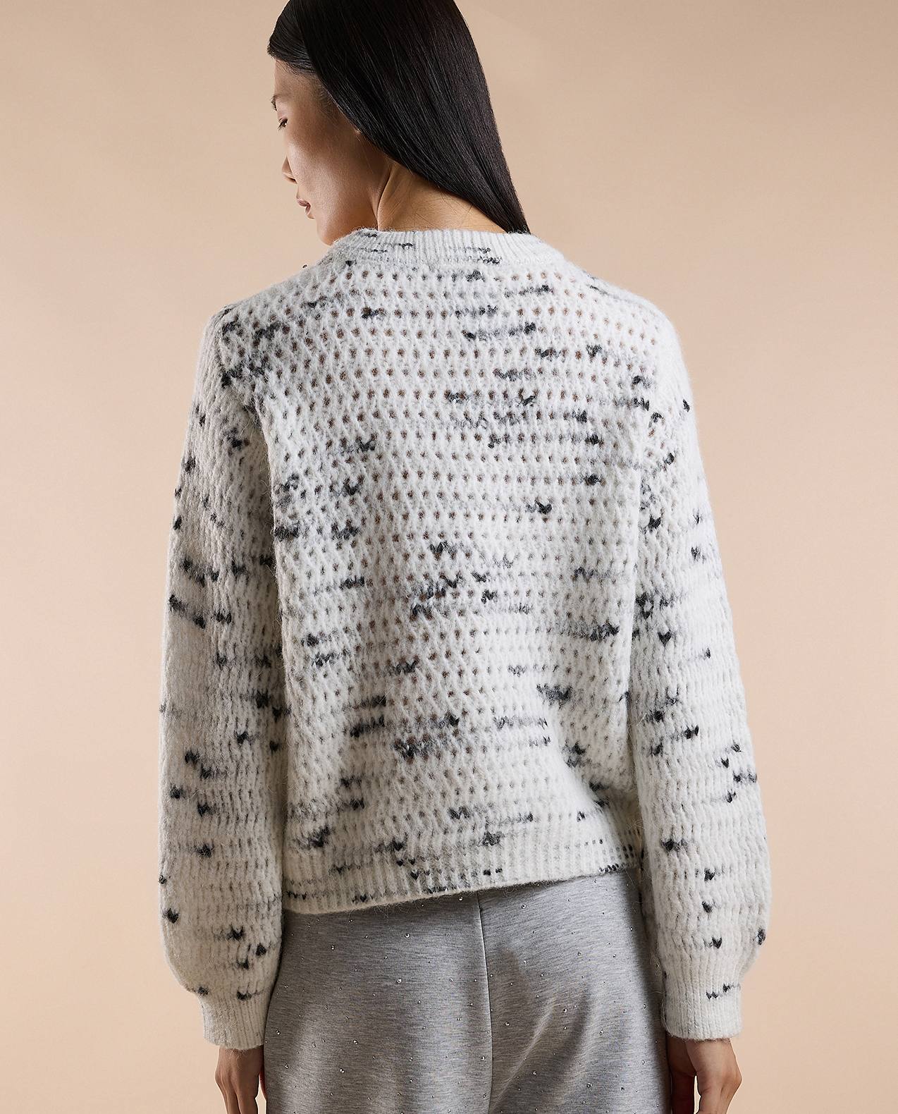 Patterned Sweater with Crew Neck and Long Sleeves