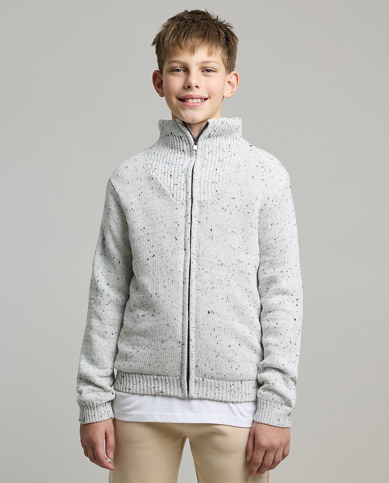 Textured Cardigan with Zippered Closure