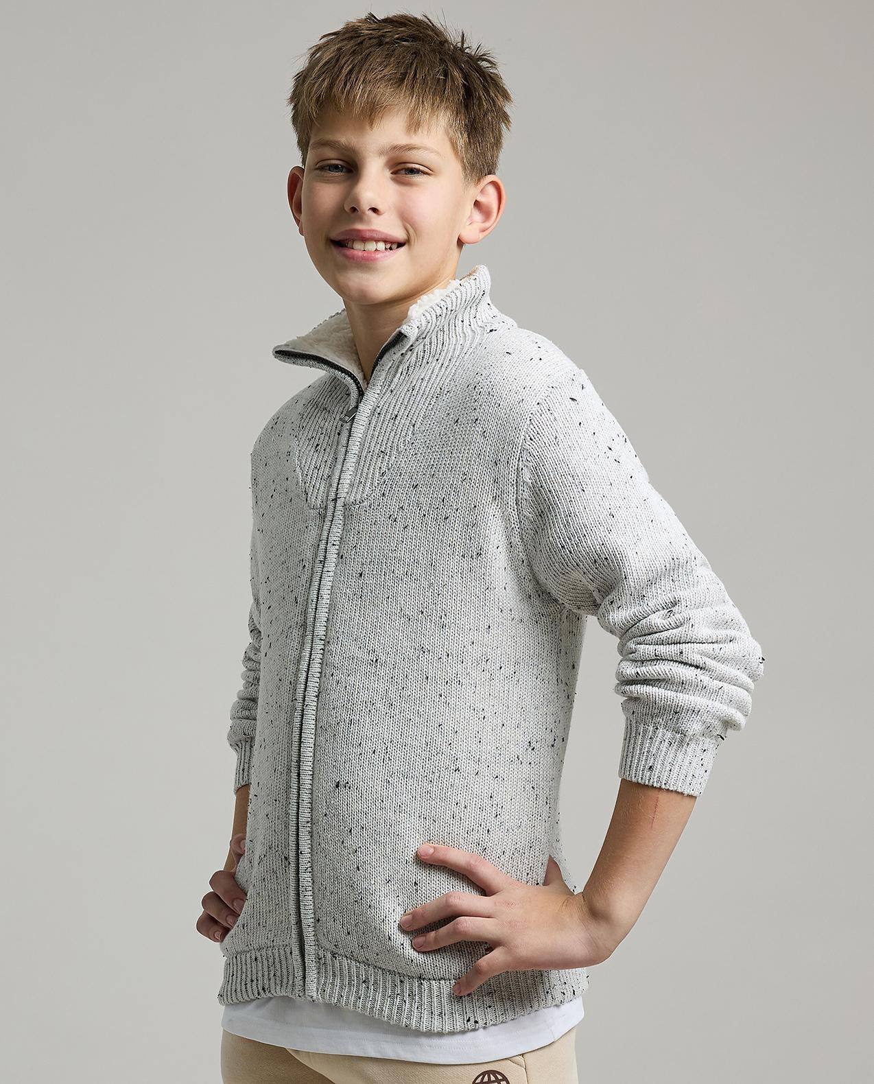 Textured Cardigan with Zippered Closure